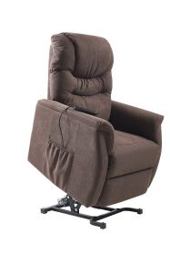 Electric Power Lift Recliner Chair, Lay Flat Lift Chairs recliners for Elderly, Dual Motor, Extended Footrest, for Home Living Room (Brown)