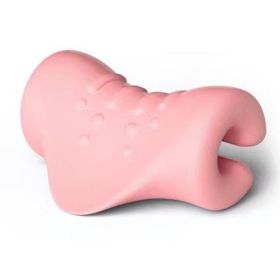 Cervical Traction Support Massage Pillow Cervical Spine Stretching Convex Massage Pillow Neck Correction Reverse Bow Massage Pillow Relief The Pain (Color: Pink)
