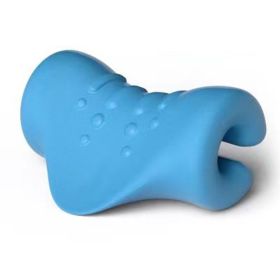 Cervical Traction Support Massage Pillow Cervical Spine Stretching Convex Massage Pillow Neck Correction Reverse Bow Massage Pillow Relief The Pain (Color: Blue)