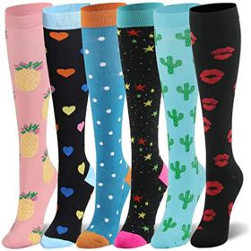 Compression Socks For Women & Men Circulation 6 Pairs For Athletic Running Cycling (Color: 6 Pairs, size: 3)