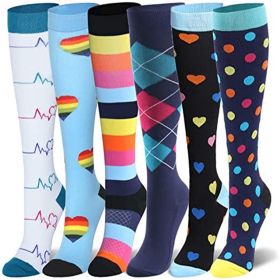Compression Socks For Women & Men Circulation 6 Pairs For Athletic Running Cycling (Color: 6 Pairs, size: 5)