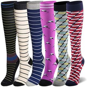 Compression Socks For Women & Men Circulation 6 Pairs For Athletic Running Cycling (Color: 6 Pairs, size: 6)