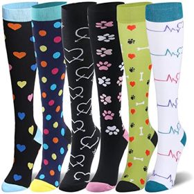 Compression Socks For Women & Men Circulation 6 Pairs For Athletic Running Cycling (Color: 6 Pairs, size: 7)