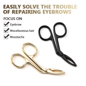 Stainless Steel Elbow Eyebrow Pliers Clip Scissors Tweezers Straight Pointed Professional Eyebrow Plucking Makeup Beauty Tools (Color: balck)