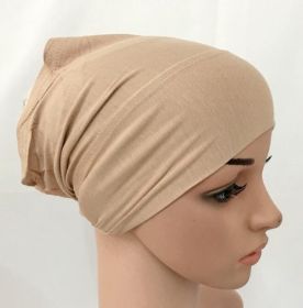 2020 soft modal inner Hijab Caps Muslim stretch  Islamic Underscarf Bonnet hat female headband tube cap turbante mujer (Color: Khak)