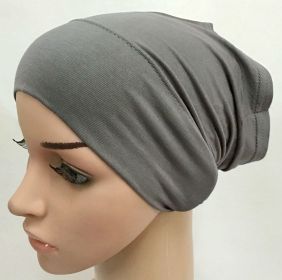 2020 soft modal inner Hijab Caps Muslim stretch  Islamic Underscarf Bonnet hat female headband tube cap turbante mujer (Color: gray)