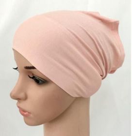 2020 soft modal inner Hijab Caps Muslim stretch  Islamic Underscarf Bonnet hat female headband tube cap turbante mujer (Color: Light Pink)