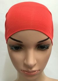 2020 soft modal inner Hijab Caps Muslim stretch  Islamic Underscarf Bonnet hat female headband tube cap turbante mujer (Color: Red)