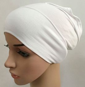 2020 soft modal inner Hijab Caps Muslim stretch  Islamic Underscarf Bonnet hat female headband tube cap turbante mujer (Color: White)