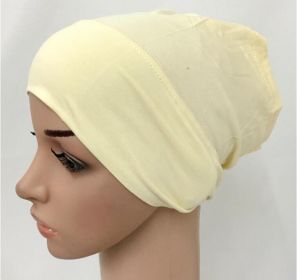 2020 soft modal inner Hijab Caps Muslim stretch  Islamic Underscarf Bonnet hat female headband tube cap turbante mujer (Color: Beige)