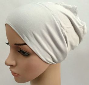 2020 soft modal inner Hijab Caps Muslim stretch  Islamic Underscarf Bonnet hat female headband tube cap turbante mujer (Color: Light Gray)