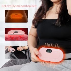 Wireless Menstrual Pain Relieve Warm Palace Belt Heating Pad Heating Uterus Acupoints Infrared Vibrating Massage Girlfriend Gift (Color: Pink)