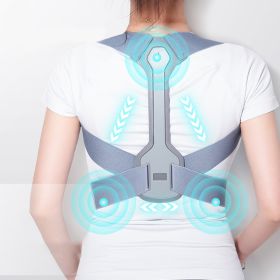 Back Posture Corrector Clavicle Lumbar Spine Straight Strap Shoulder Support Brace Corset Bone Pain Relief Belt Body Health Care (Color: gray, size: L)