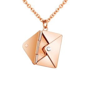 Envelope Locket Necklace Message Pendant Gift Stainless Steel Jewelry (Color: Rose Gold)