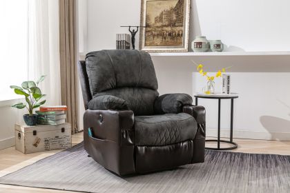 Power Lift Recliner Chair with Heated and Vibration Massage with USB Port, 2 Cup Holders (Color: gray)