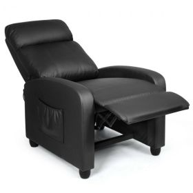 Recliner Sofa Wingback Chair with Massage Function (Color: Black)