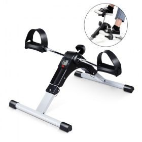 Indoor Under Desk Arms Legs Folding Pedal Exercise Bike With Electronic Display (Color: As show the pic, Type: Exercise & Fitness)