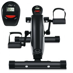 Indoor Under Desk Arms Legs Folding Pedal Exercise Bike With Electronic Display (Color: Black, Type: Exercise & Fitness)