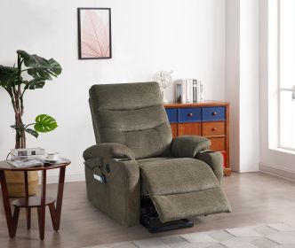 Massage heating electric lift-up chair (Color: Light Brown)